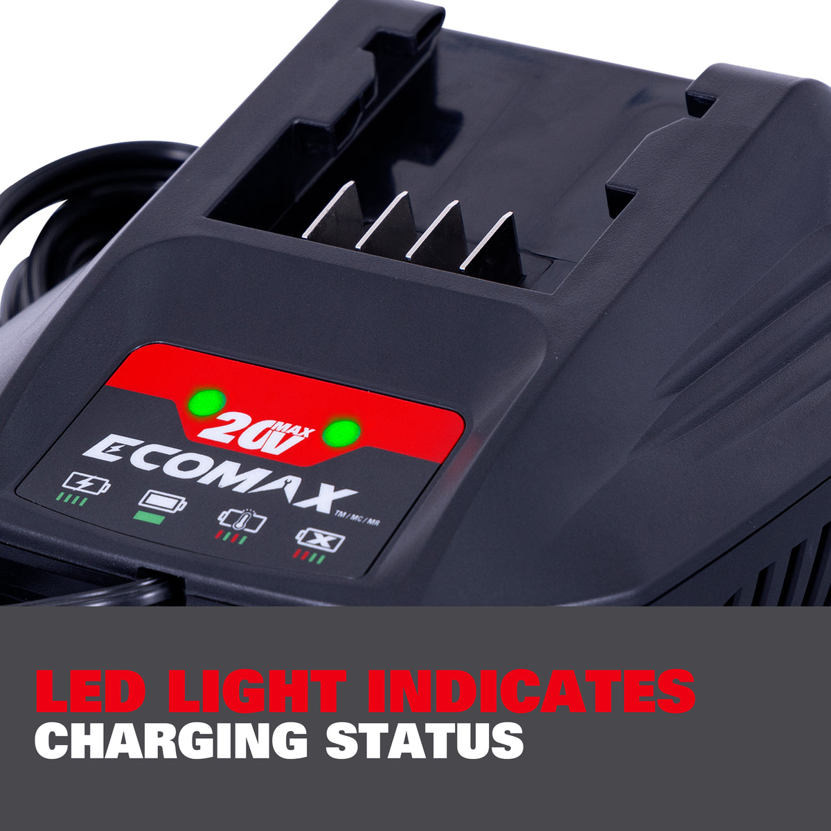 Ecomax 2.4Ah Battery Charger for 20V Lithium-Ion Batteries