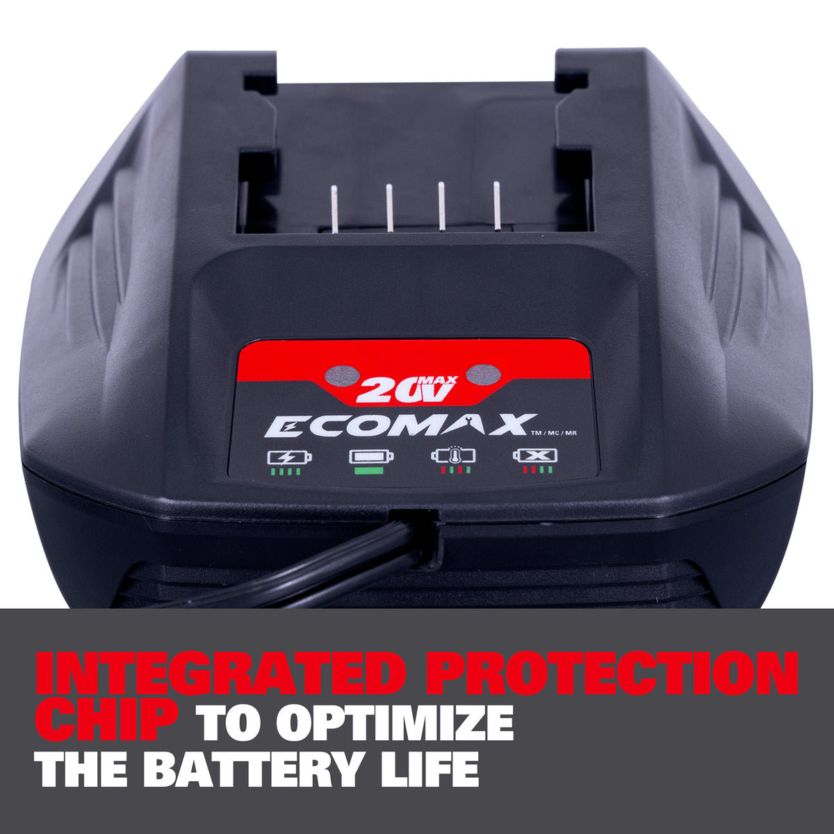 Ecomax 2.4Ah Battery Charger for 20V Lithium-Ion Batteries
