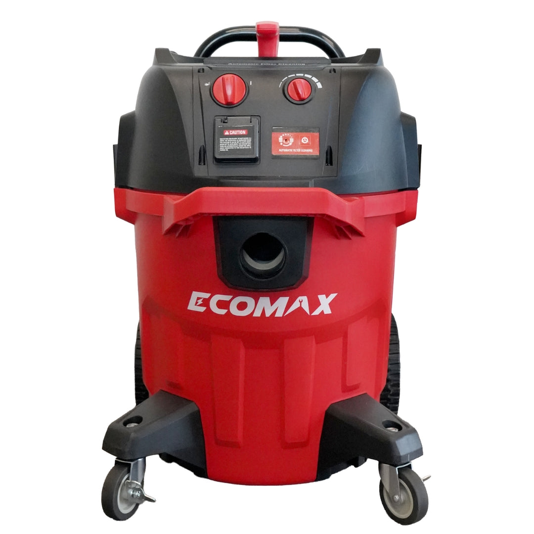Ecomax 12 Gallon 6.5 HP OSHA-Compliant Wet/Dry Vacuum with Dual Self-Cleaning HEPA Filters, Airflow Alarm, and Accessories