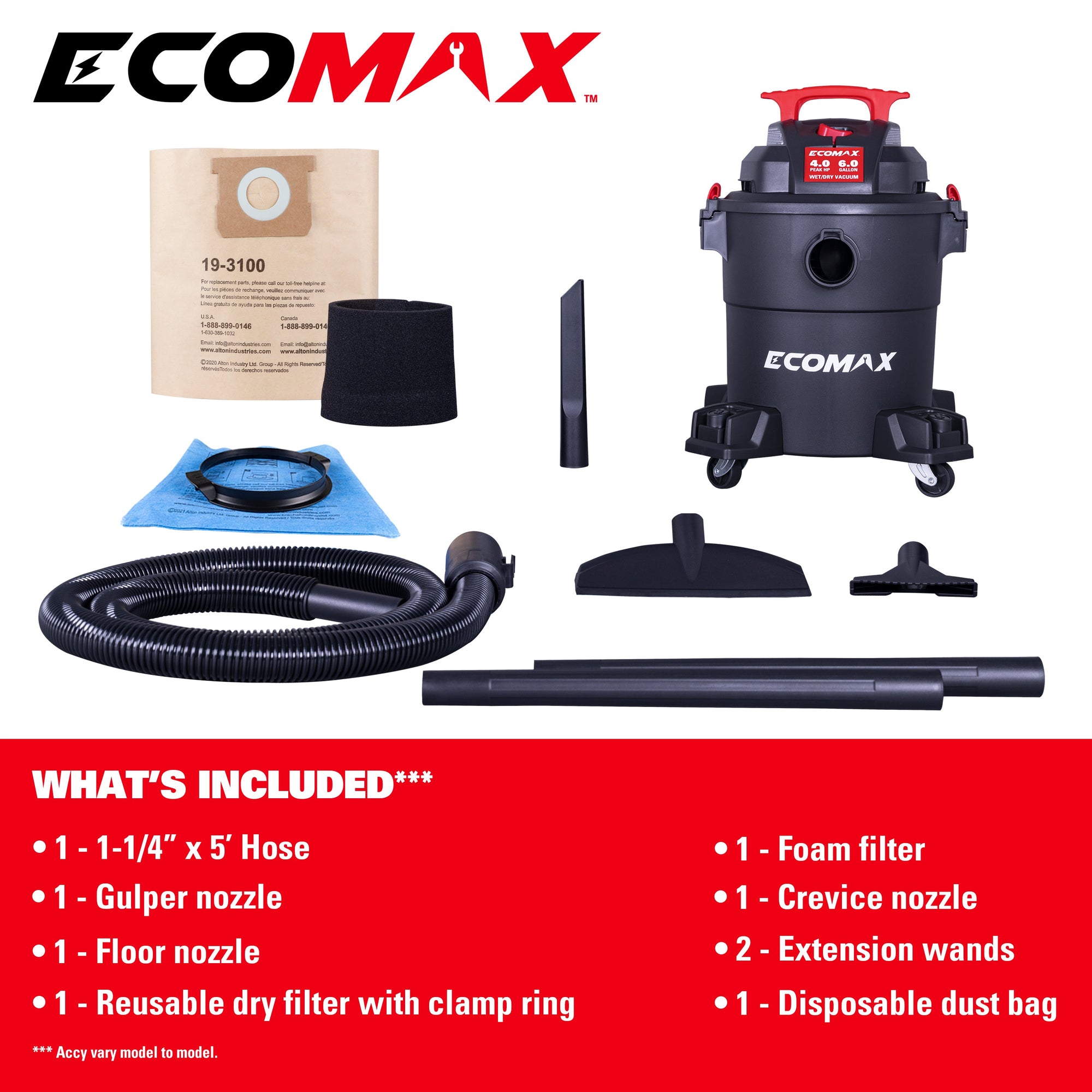 Ecomax 6 Gal 4HP Poly Vac - Ecomax Products Store